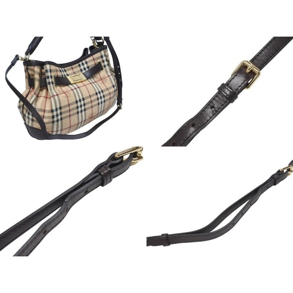 BURBERRY Nova Check Handbag Beige Tan Brown Leather Shoulder Bag - Picture 4 of 8